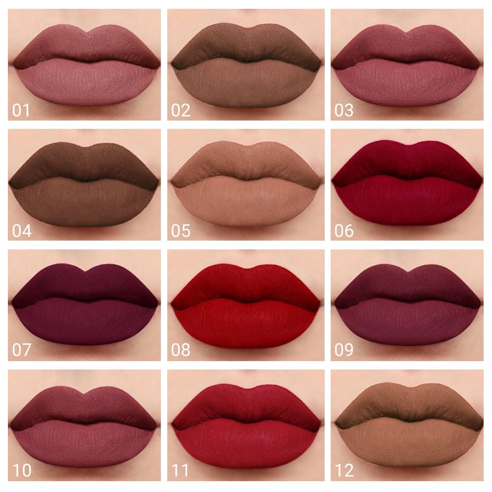 evpct 1Pcs Light Nude Brown Matte Liquid Lipstick Lip Gloss Glossy Set for Black Women 24 Hour Silky Velvet Lipstick labiales matte larga duracion mate 24 horas originales 05#