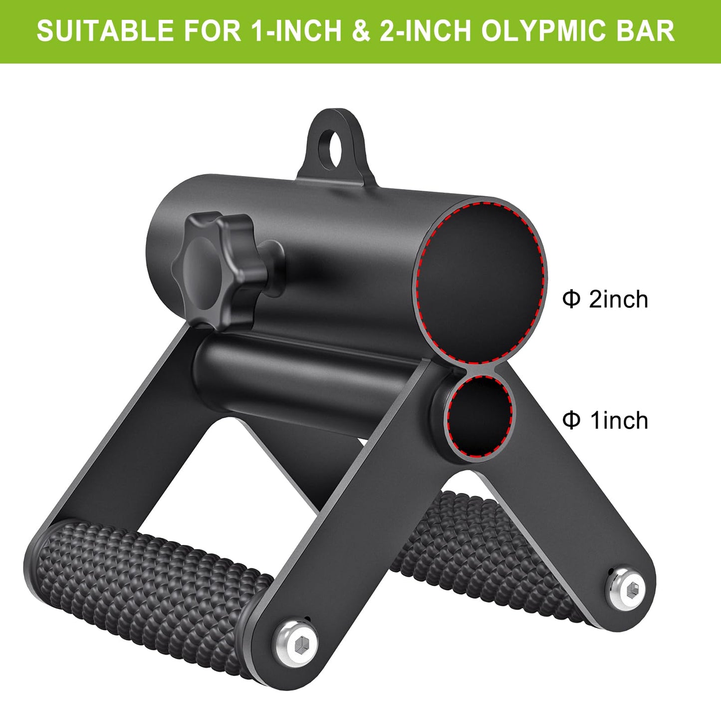 SELEWARE V Bar Landmine Handle Attachment for 1 & 2" Barbell Bar, Solid Landmine Double D Handle T Row Attachment with Non-Slip Rubber Handle