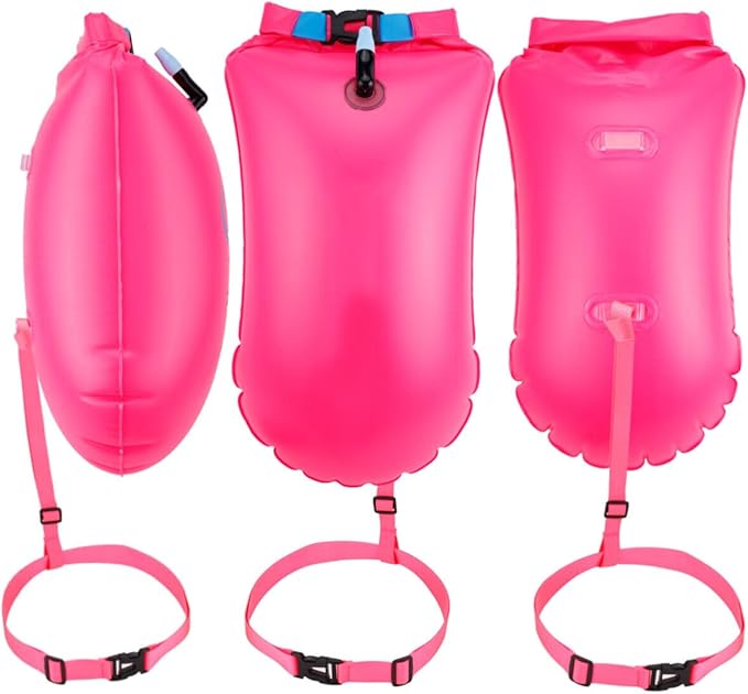 Swim Buoy for Open Water, High-Visibility Swim Safety Float Waterproof Dry Bag for Swimmers Triathletes Kayakers Snorkelers, Swimming Open Water Buoy for Safer Swim Training