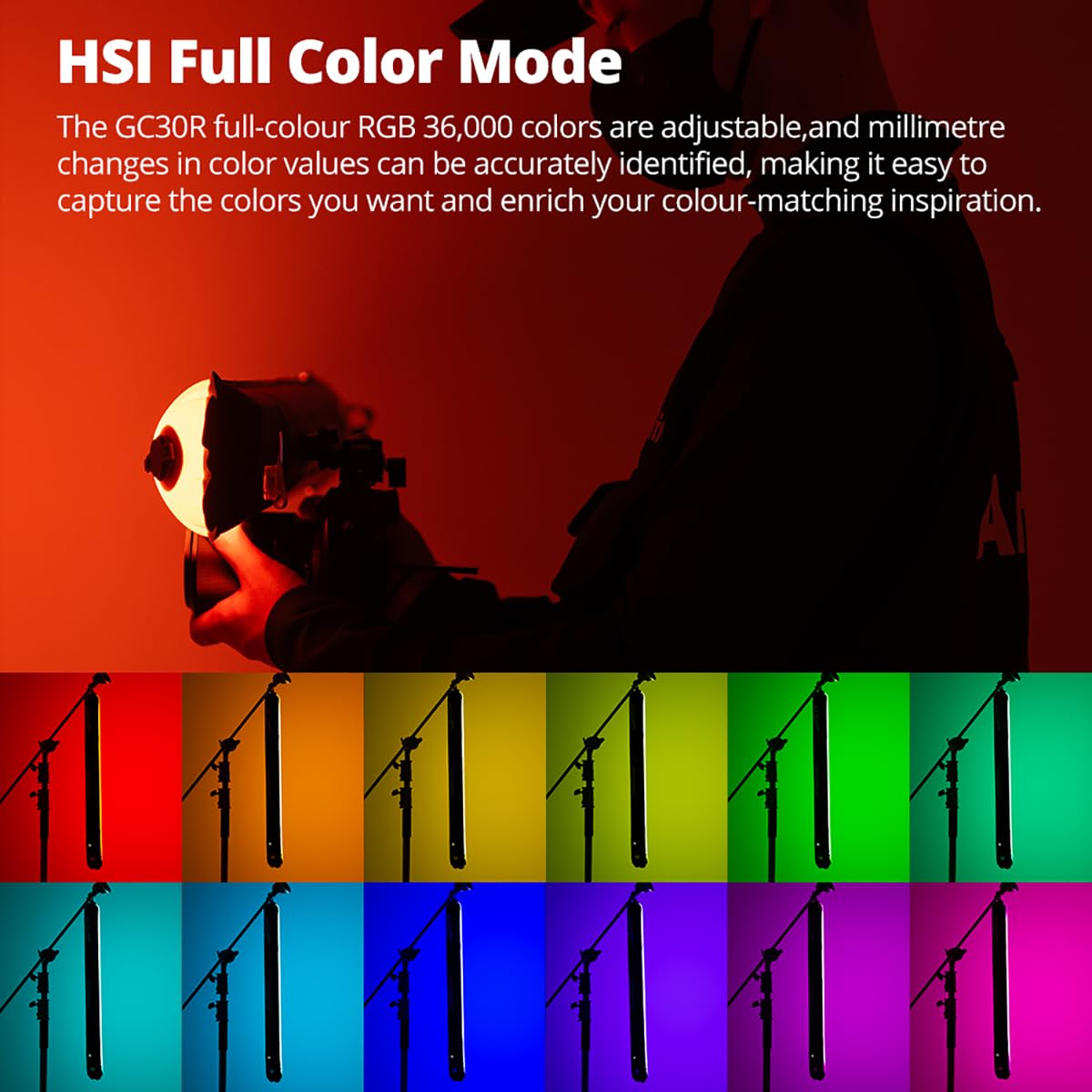 Ambitful 2 PCs GC30R 30W RGB Full-Color Inflatable Tube Light 2500K-10000K Handheld LED Light,CRI 95+,TLCI 96+ for Support Magnetic Suction, Waterproof LED Lighting Wand Stick (GC30R-KIT2)