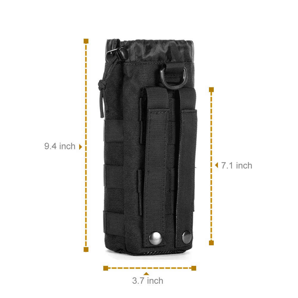 Upgraded Sports Water Bottles Pouch Bag, Tactical Drawstring Molle Water Bottle Holder Tactical Pouches, Travel Mesh Water Bottle Bag Tactical Hydration Carrier (2 Molle Pouch)