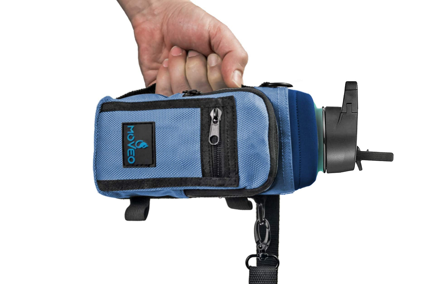 Moveo Water Bottle Holder/Carrier, Insulated w/Adjustable Shoulder Strap & Front Pockets - Comfortable Crossbody Water Bottle Holder - Water Bottle Sling Fits 16oz to 25oz Bottles