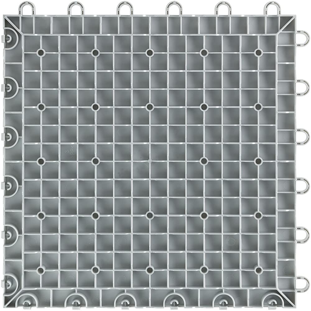 Speedway Garage Floor Diamond Tile, 12 x 12-Inch, Silver, 50-Piece Set