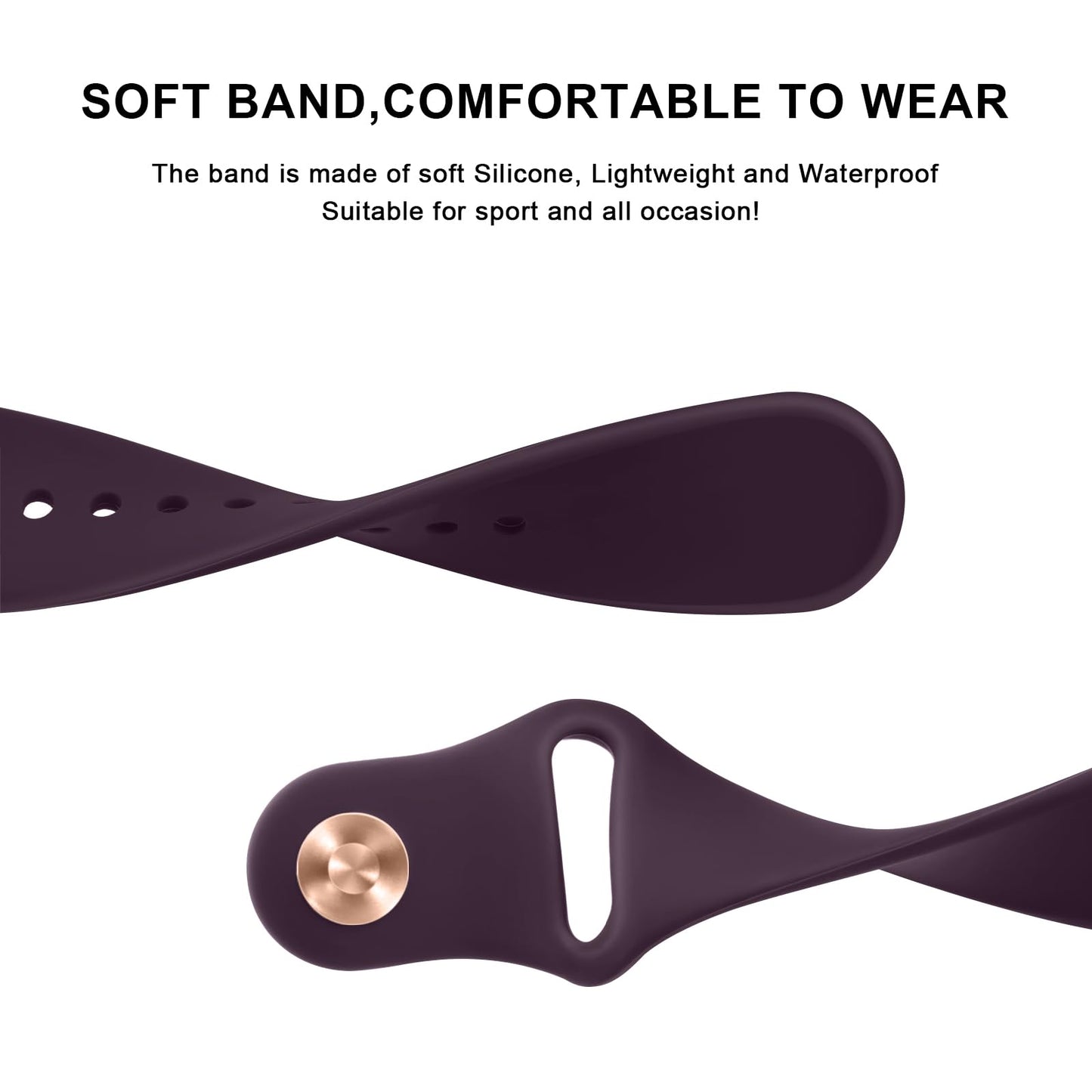 Vancle Bands Compatible with Fitbit Versa 4 / Versa 3 Bands Women Men, Fitbit Sense 2 / Sense Bands, Soft Silicone Replacement Bracelet Strap for Fitbit Versa 4/ Sense 2 Smart Watch (Large, Dark Purple)