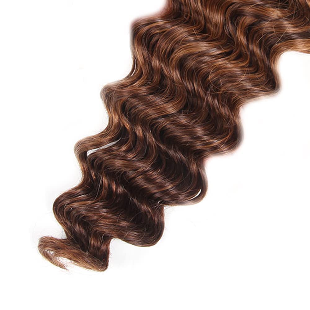 Bafamiya Bundles Human Hair Deep Wave P4/30 Human Hair Bundles Unprocessed Brazilian Virgin Wave Bundles Human Hair P4/30 Human Hair Quick Weave Hair Extension