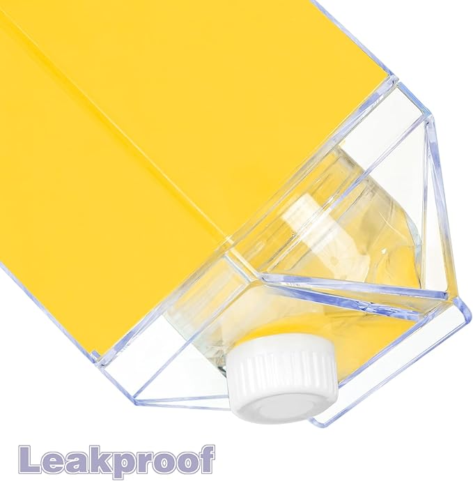 KALYLOC Milk Carton Water Bottle, 34 oz Clear Plastic Milk Box Square Juice Bottle, Portable Reusable Milk Bottles Bulk Water Container for Outdoor Sports Travel Camping Activities (Clean 6pcs)