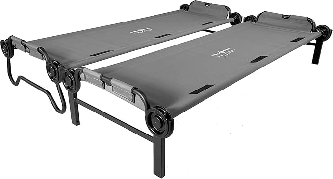 Disc-O-Bed Portable Cam-O-Bunk Bed, Large 2 Adult Sleeping Cot for Camping, Gray