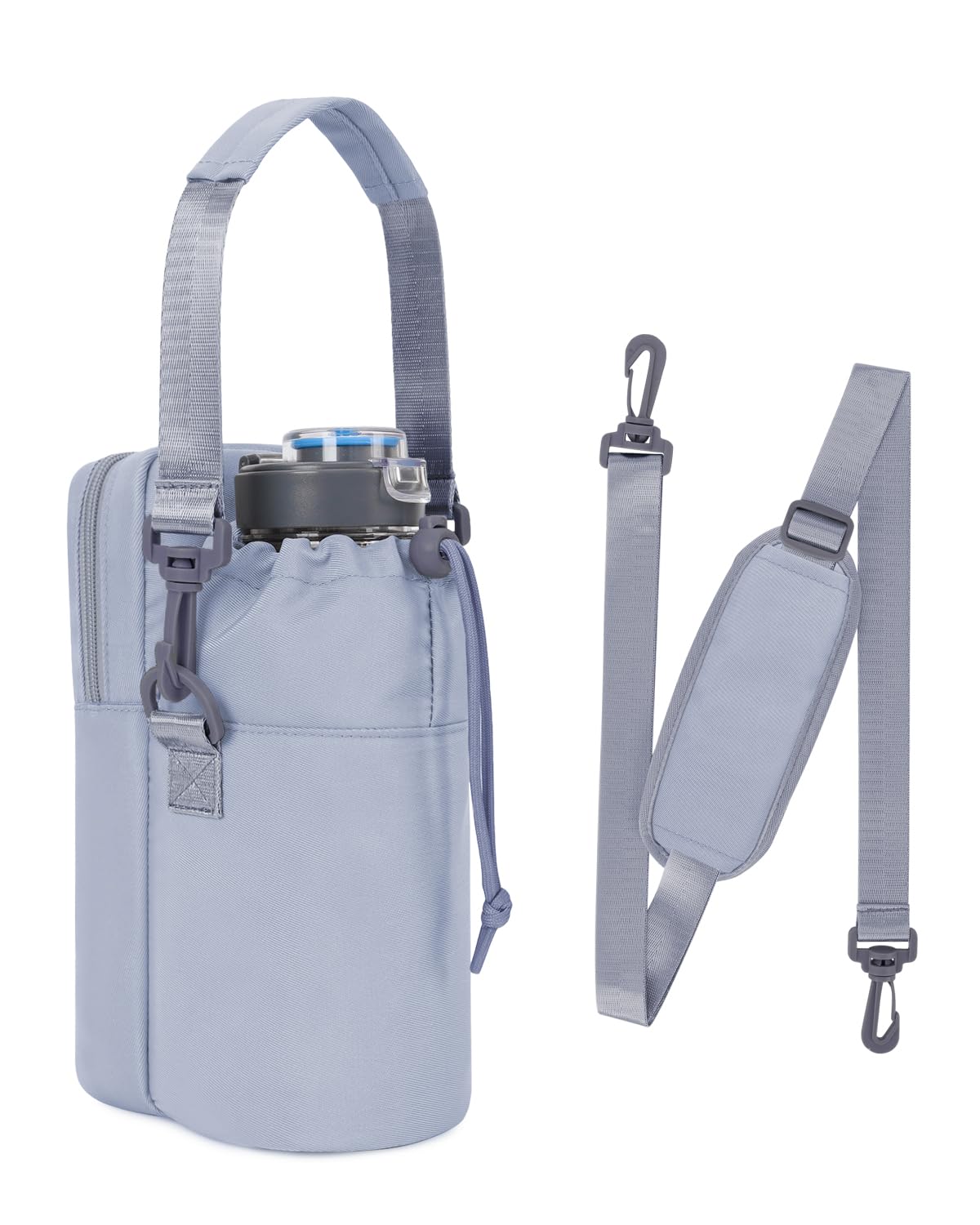 Wandering Nature Water Bottle Holder with Strap 32oz Insulated Water Bottle Carrier Sling Bag with Phone Pocket Water Bottle Pouch for Hiking Walking, Blue (Patent Pending)