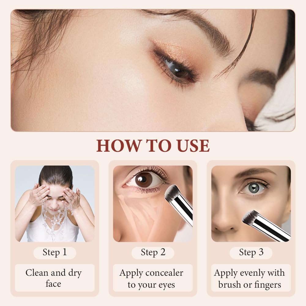 CC Undereye Corrector, 2025 New Under Eye Concealer, CC Undereye Corrector and Brush, Under Eye Color Corrector for Dark Circles (#2 Medium- Tan Peach, one size)