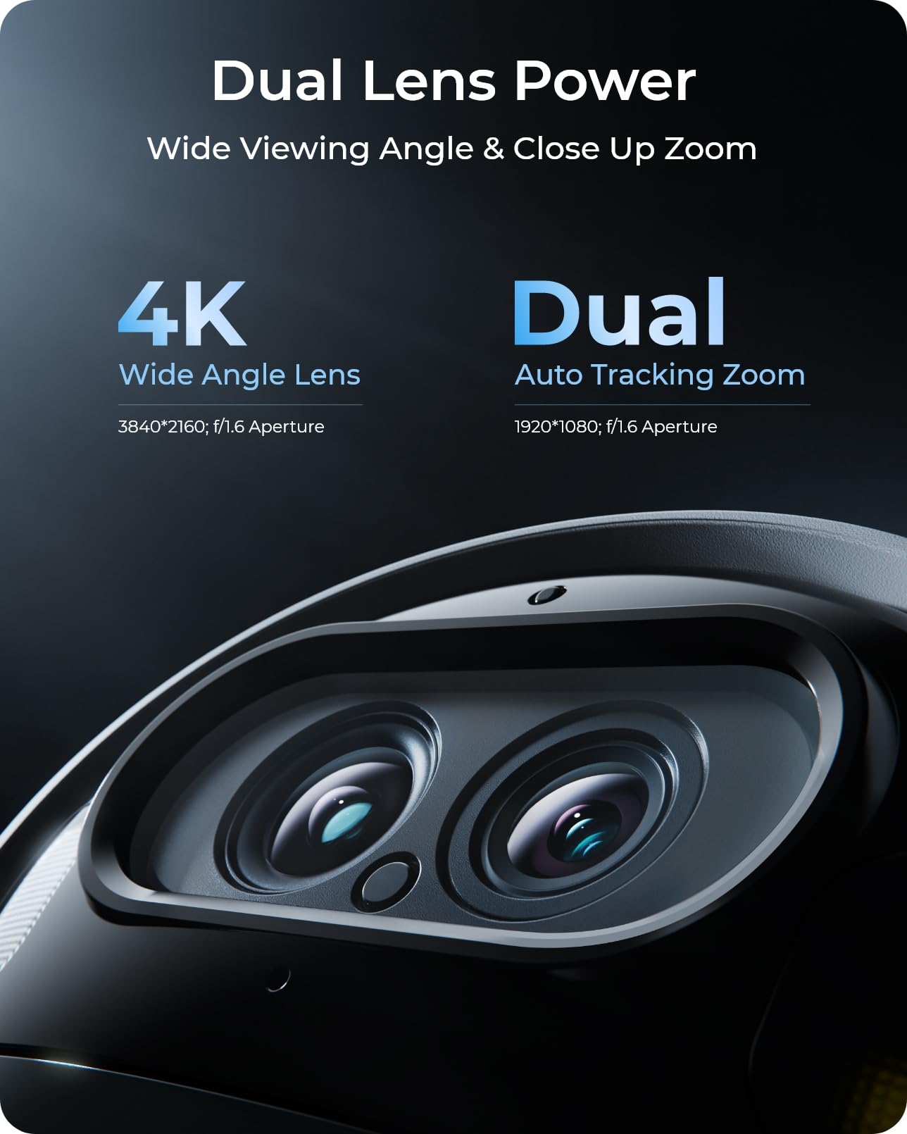 REOLINK Argus Track, 4K+2MP Dual-Lens Solar Security Camera, Wireless Outdoor/Indoor Camera, Pan & Tilt, Auto Zoom Tracking, 2.4/5GHz WiFi, Color Night Vision, AI Detection, No Subscriptions