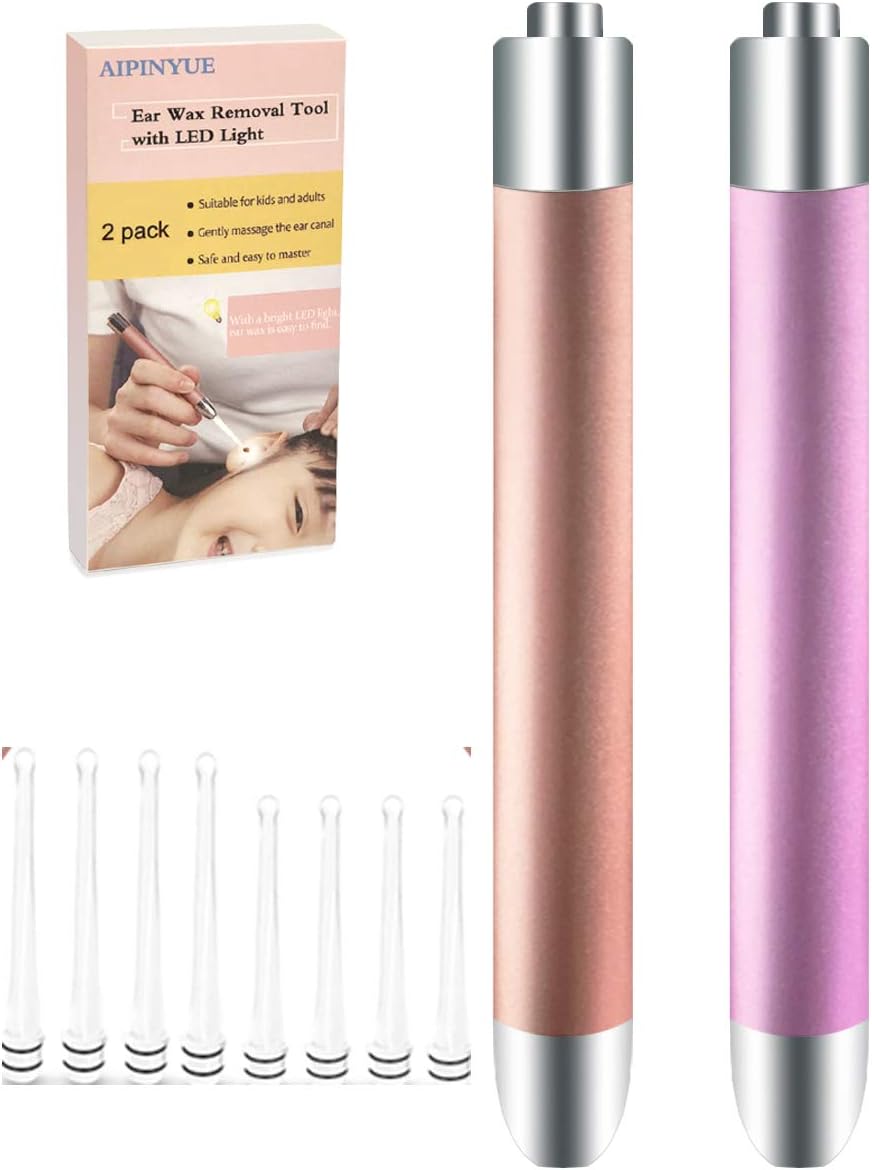 Ear Pick,Ear Wax Removal Tool,LED Lights Ear Cleaning Kit,Updated Version、Non-Slip,Soft Safety Spoon Head,Replaceable and Easy to Clean,Safe Material