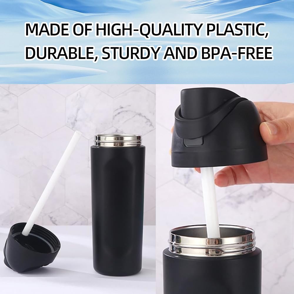 Generic Replacement Cap for Owala Freesip, One Button Water Bottle Top Lid Compatible with Owala Cup 16oz 24oz 32oz 40oz, BPA-Free Replacement Accessory for Owala Free Sip (Black+White)