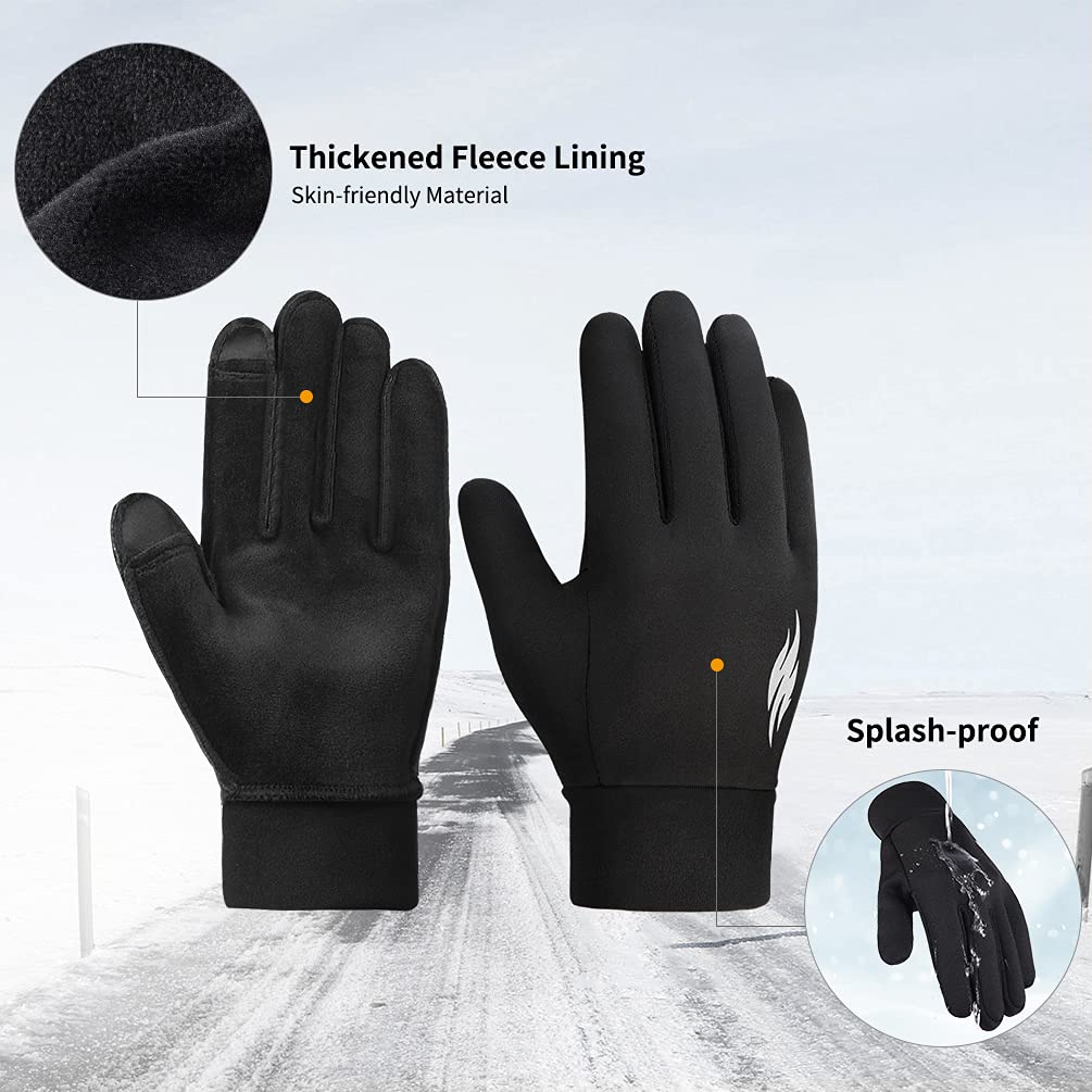 aopow Kid Gloves Kids Touchscreen Gloves - Winter Warm Cold Weather Gloves Touch Screen Running Gloves Thermal Riding Cycling Gloves for Boys Girls 10-12 Years, L