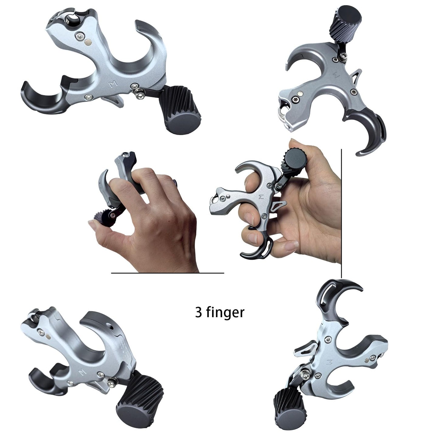 Compound Bow Aid Releaser with Wrist Straps and Adjustment Tool,Archery Release Aids with 3&4 Thumb Release Adjustable,Aluminum Alloy Aids.for left and right Handers. (Grey)