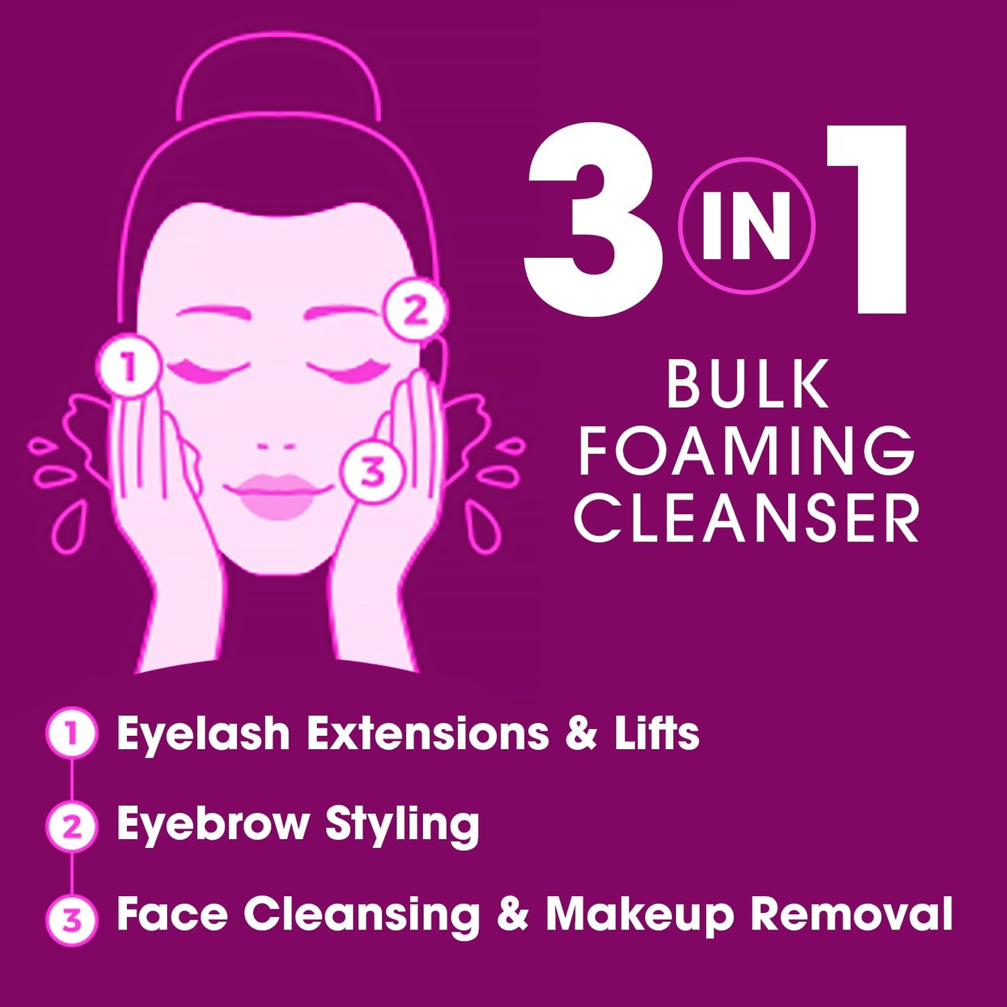 Professional Lash Shampoo for Eyelash Extensions Bulk 3.98L - 1.05 Gallon with 50 Aftercare Cards - Premium Made in North-America Eyelid Foaming Cleanser - Salon Lash and Brow Wash - Fragrance Free