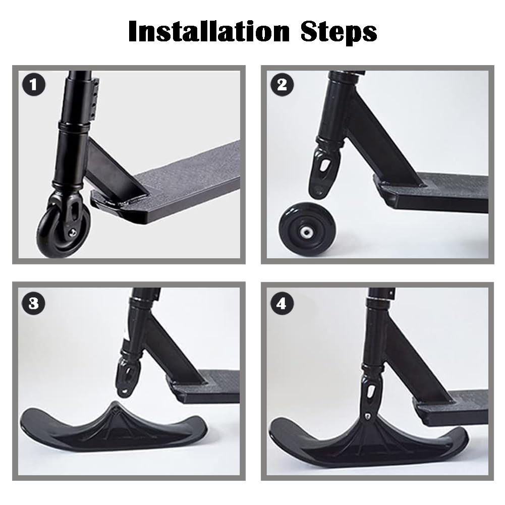 1 Pair of Snow Scooter Ski Sled, Snow Sled Ski Scooter Conversion Kit Ski Board Sleigh Accessories Outdoor Sports Winter Scooter Sled Ski Attachment for Kids Ski Skate Board Sled Accessories
