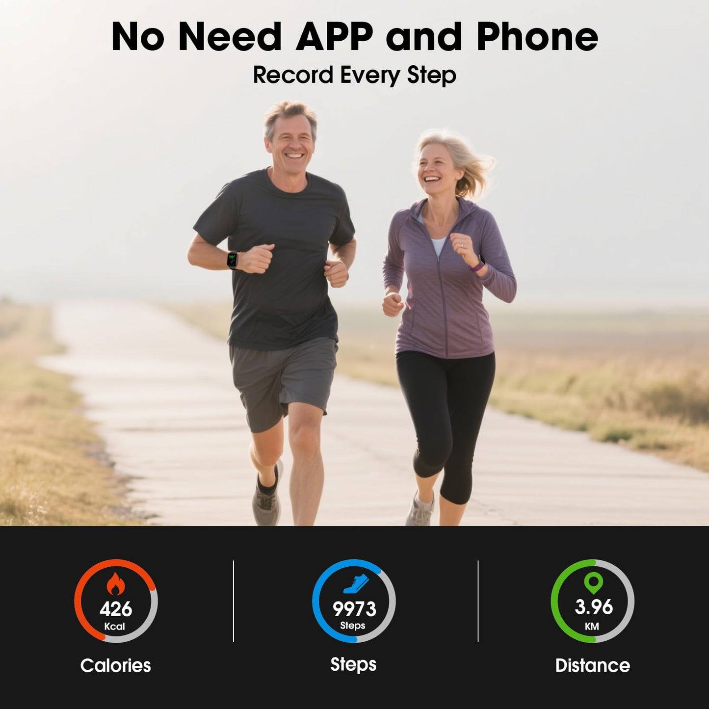 Kummel Smart Watch for Men Women, No App/Phone Required, Fitness Tracker with Pedometer, Bluetooth Call (Answer/Make Call), Heart Rate Blood Oxygen Monitor Step Counter, 100+ Sports Modes