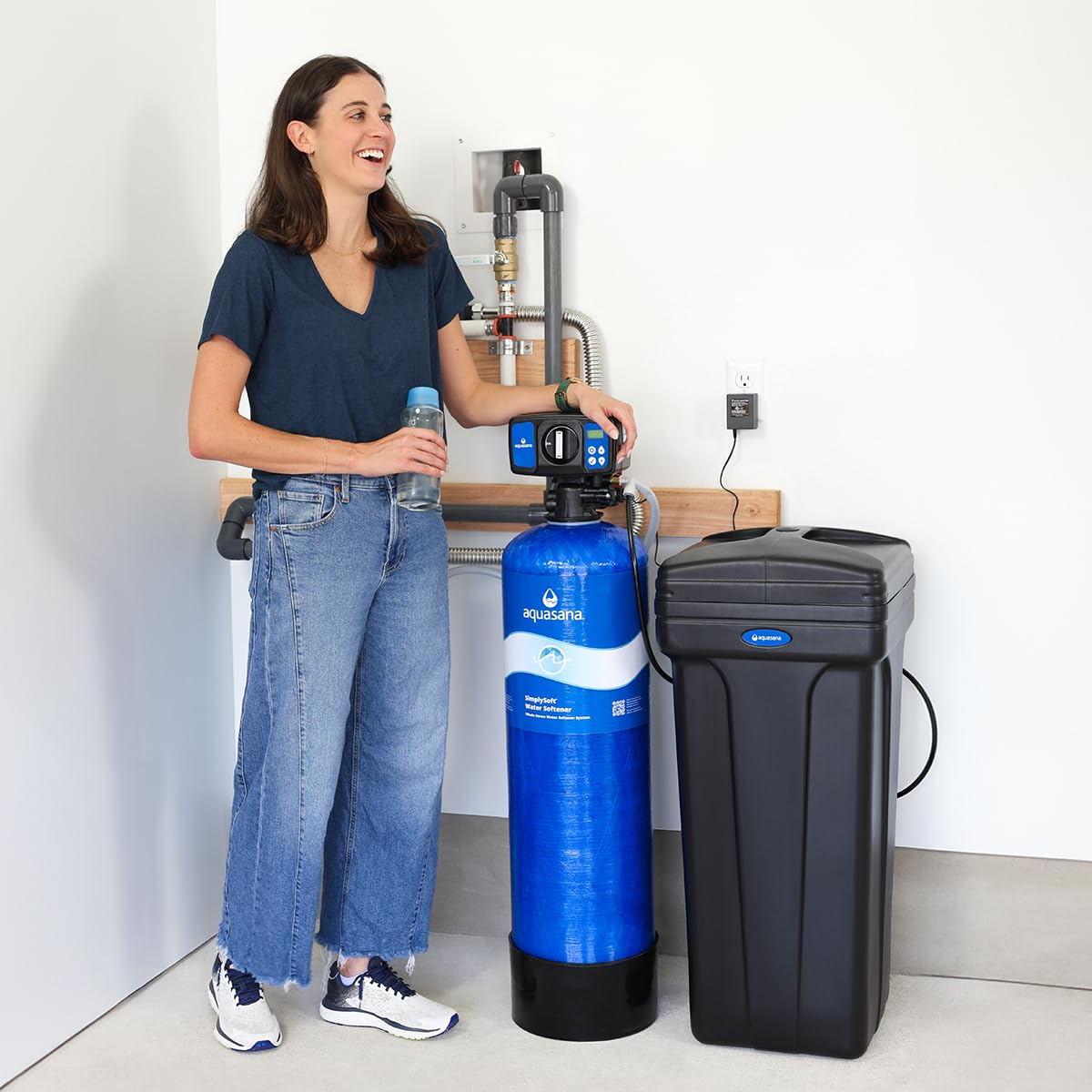 Aquasana SimplySoft® 40,000 Grain Water Softener - Whole House Hard Water Reduction - Base Tank & Cabinet System WH-SF40-BASE