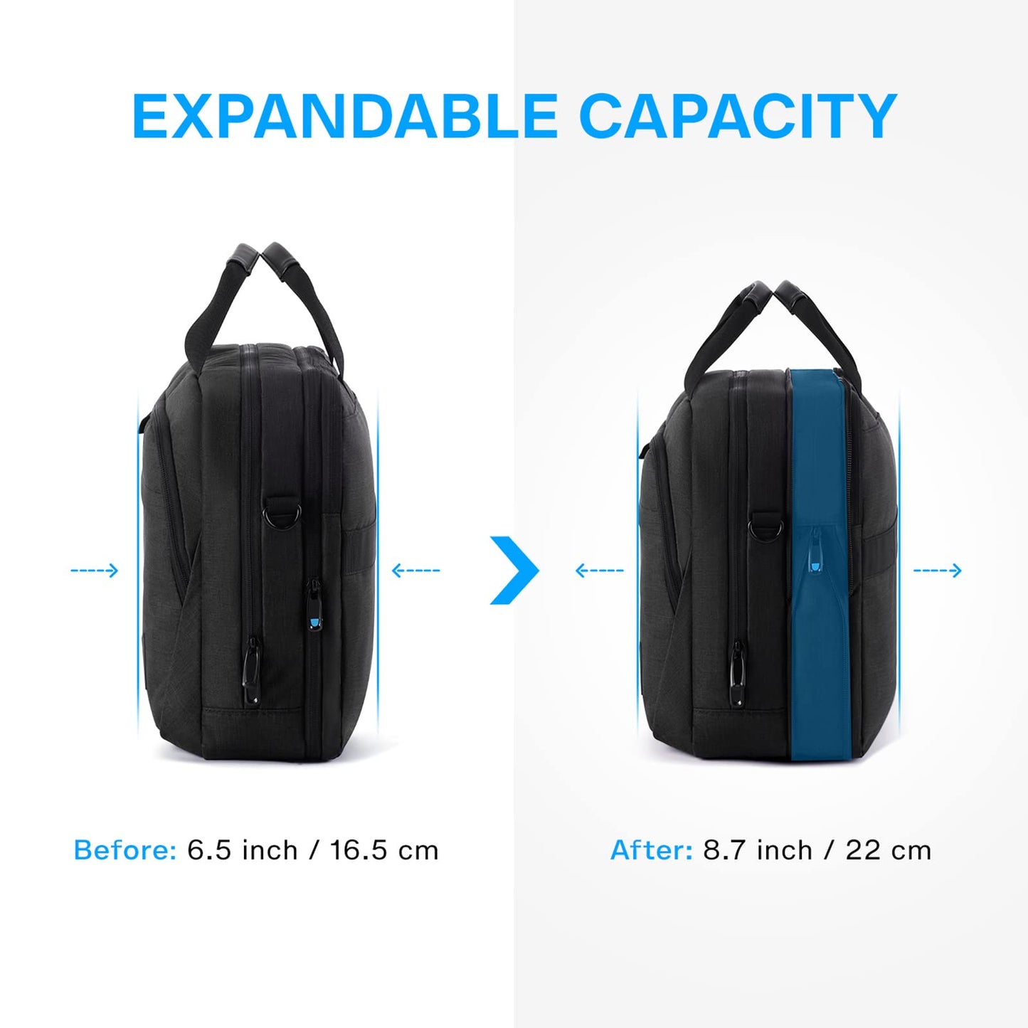 BAGSMART 17.3 Inch Laptop Bag, Expandable Computer Bag Laptop Briefcase Men Women,Laptop Shoulder Bag,Work Bag Business Travel Office, Black