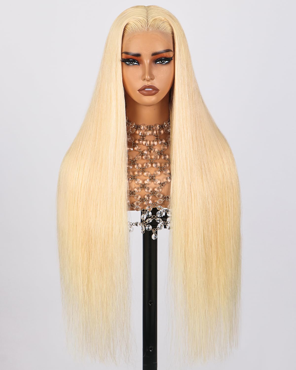 Arabella 613 Lace Front Wig Human Hair 13x4 Ready to Go Glueless Wig 12A Blonde Lace Front Wigs Human Hair 210% Density 613 Straight Hair 613 HD Lace Frontal Wig(38inch, 613 13X4 Straight Wig)