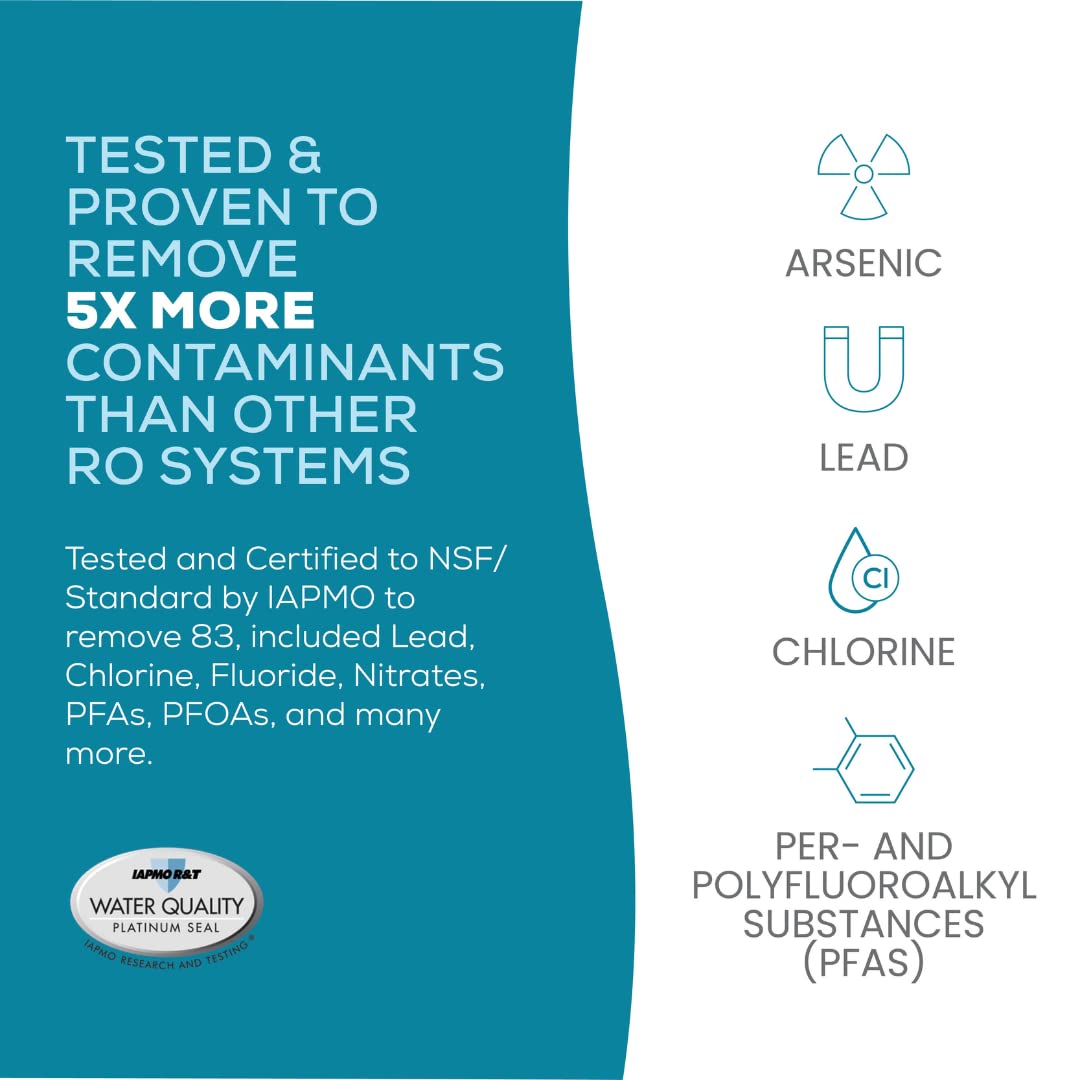 AquaTru Under Sink Reverse Osmosis Water Filter System with Alkaline pH+ Filter | Certified to Remove Lead, Chlorine, Fluoride, PFAs and More for Pure Great-Tasting Water