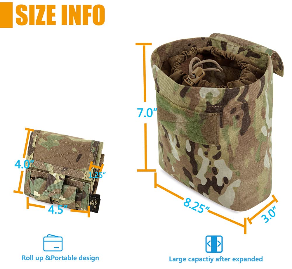 KRYDEX Molle Dump Pouch Roll-Up Drawstring Magazine Utility Pouch Folding Dump Bag (MC)