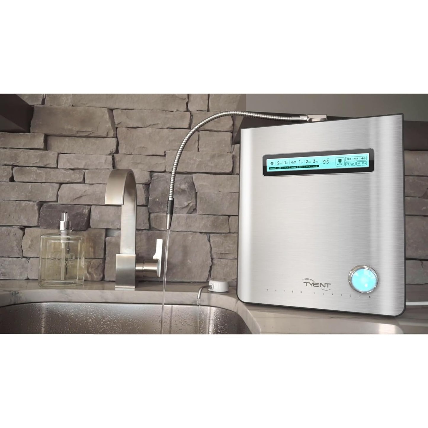 Tyent - Edge-9 Water Ionizer - Dual Filtration System - Hydrogen Enhanced Water Purification - Adjustable pH Settings with Turbo Mode - Touchscreen Interface & Auto-Flow Stop - Advanced Filtration