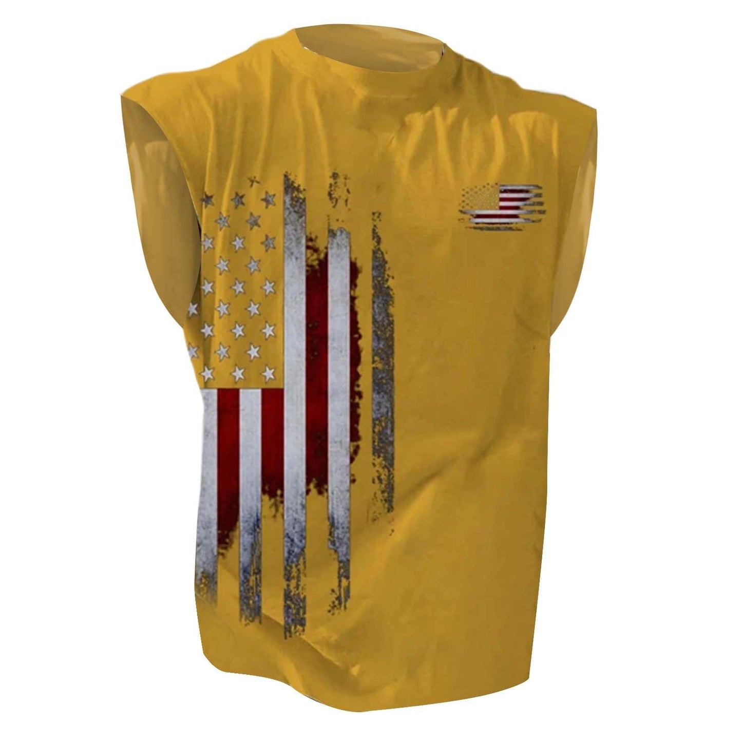 Generic Mens American Flag Tank Top, 4th of July Shirts for Men Patriotic Sleeveless Muscle Tanks USA Memorial Day Funny Graphic Shirt Summer Casual Workout Gym Big and Tall T-Shirt Yellow M