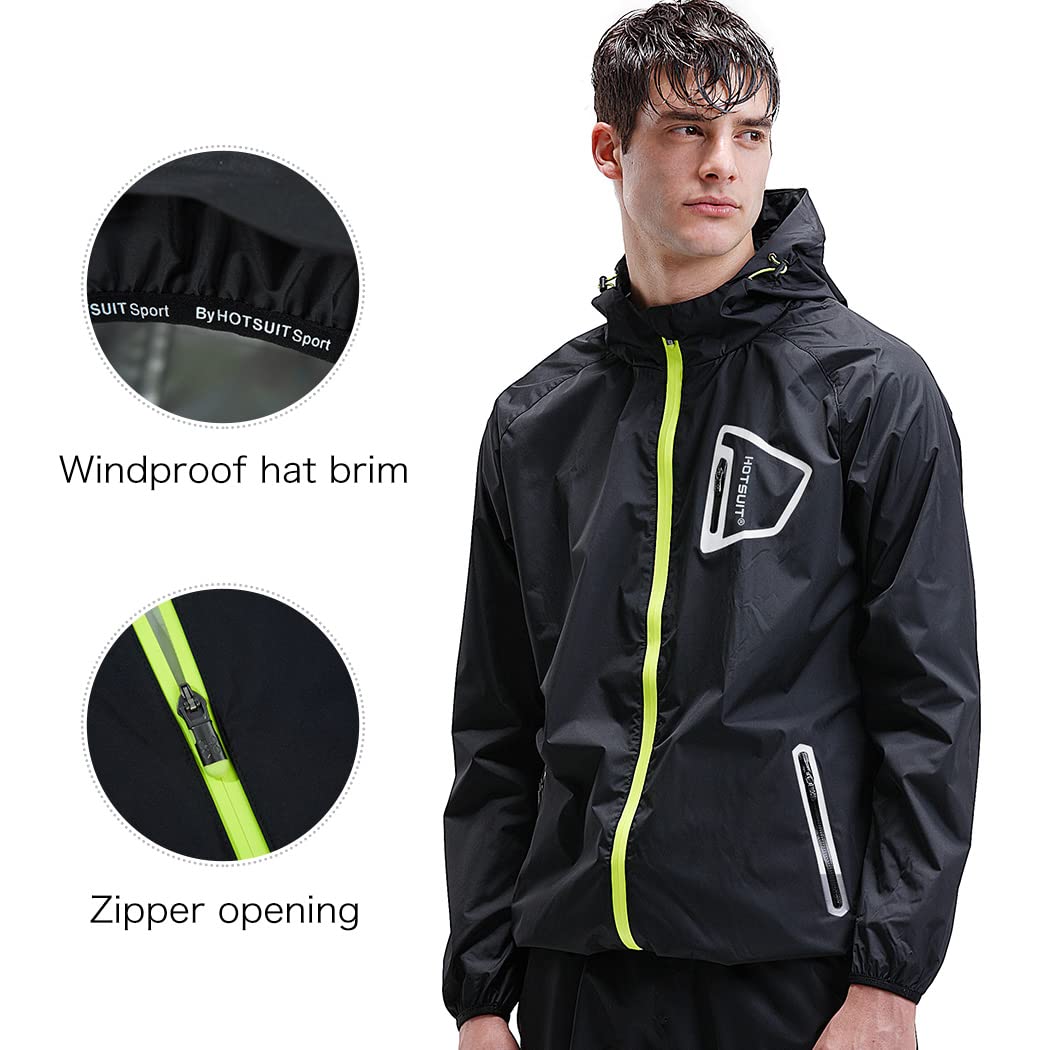 HOTSUIT Sauna Suit Workout Jacket - Men Boxing Anti Rip Sweat Suits Tops, Black, M