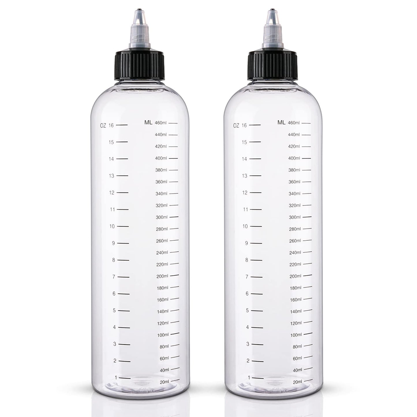 Cosywell Hair Oil Applicator 16.9oz Measured Squeeze Bottles with Graduated Scale Dye Applicator Bottle Twist-On Top Tip Cap Empty Plastic Color Oil Bottle 2 Pack