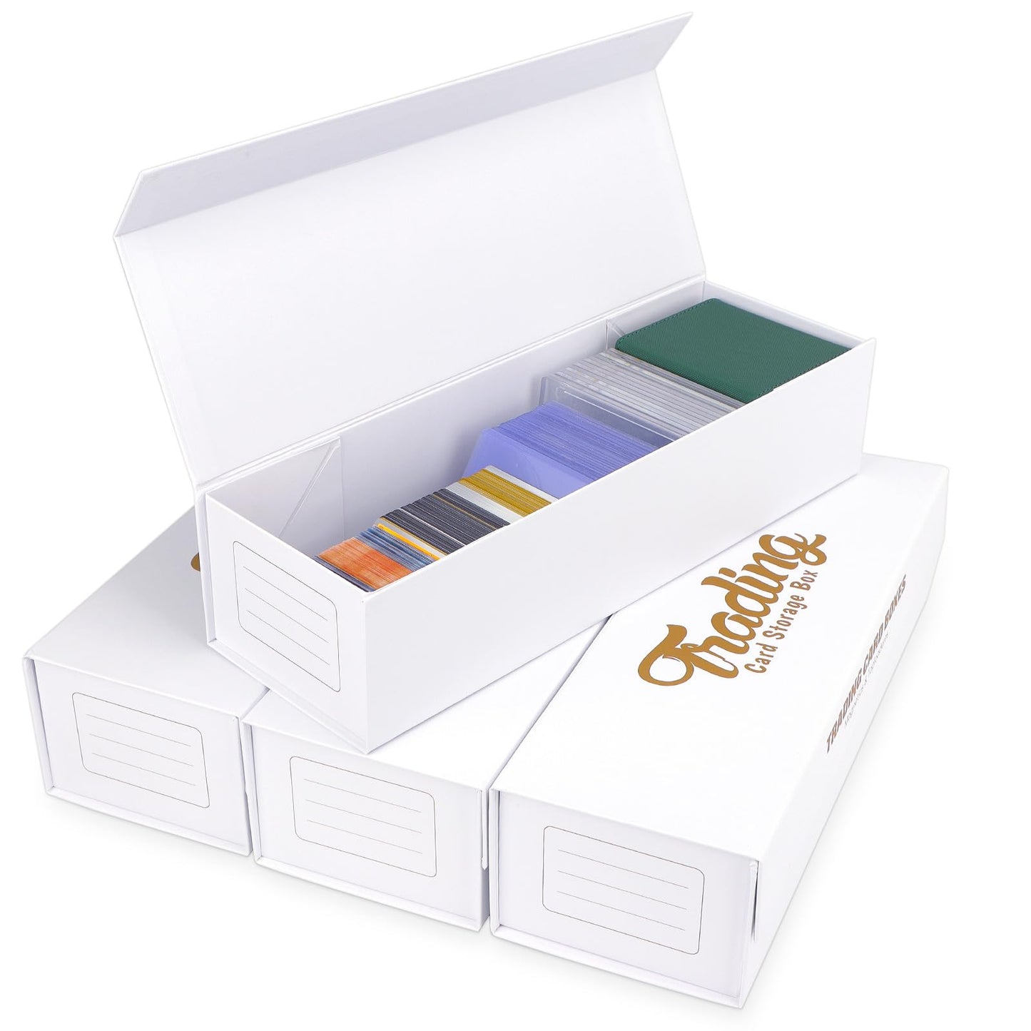 AOBOPLE Trading Card Storage Box,4 Pack Magnetic Closure Card Storage Box Holds 200 Toploaders or 1200 Cards Fits Sleeved & Unlseeved Cards Toploaders and Magnetic Card Holders