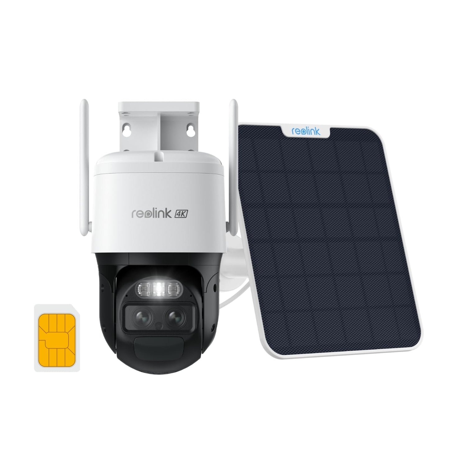 REOLINK 4K Dual Lens Cellular Security Camera, 4G LTE Auto Tracking, No WiFi Solar Powered, SIM Card Included, 6X Hybrid Zoom, 8MP Color Night Vision, Motion Alert, TrackMix LTE + SP, Updated Version