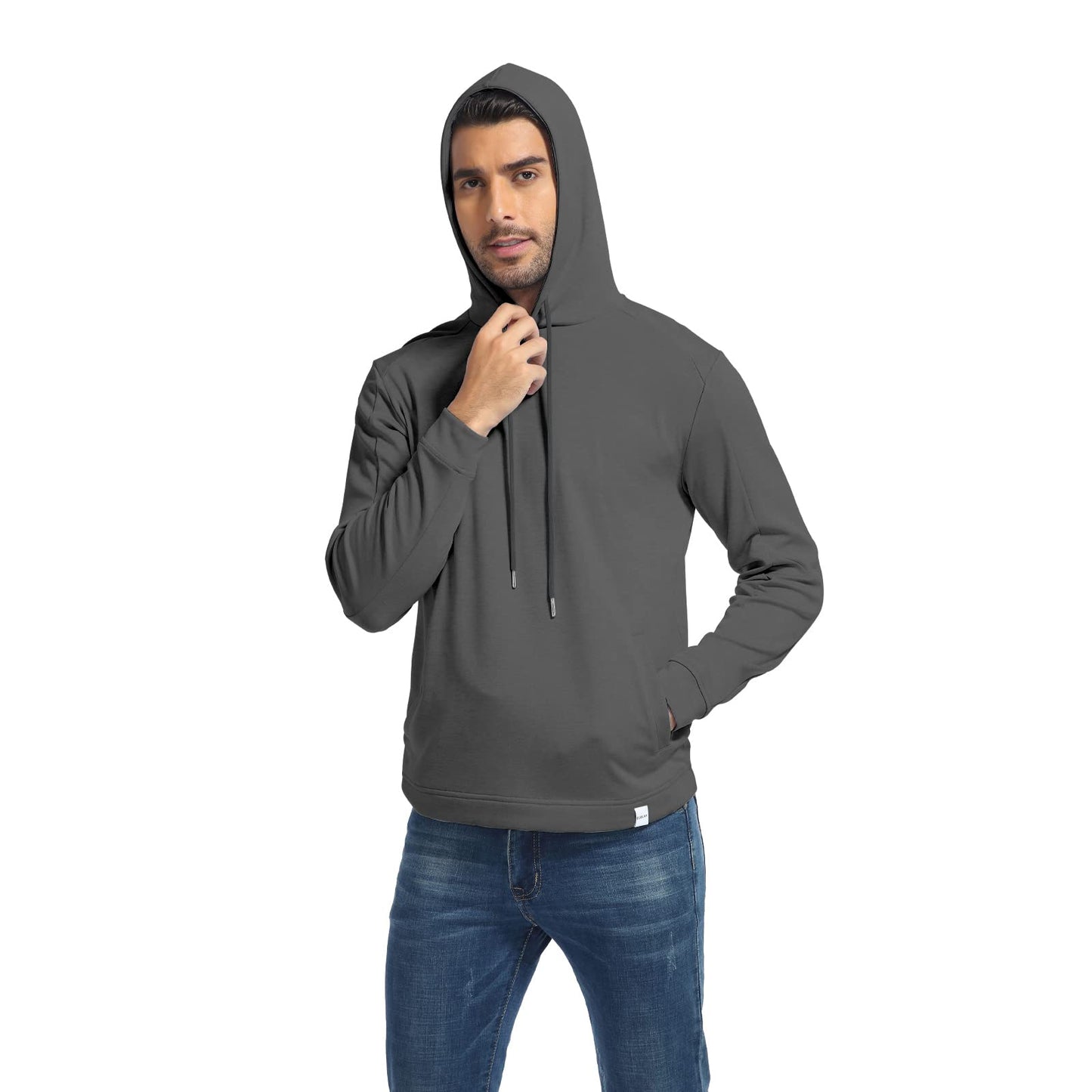 DEOLAX Mens Hoodies Pullover Sport Sweatshirt Men Hoodies Pullover Lightweight Comfortable Slim-Fit Sweatshirts for Men Heather Charcoal