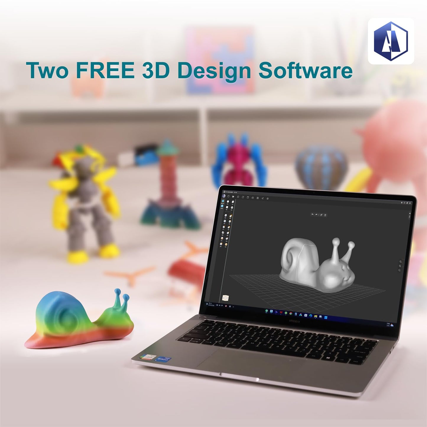 AOSEED X-Maker 3D Printer for Kids and Beginners, Fully Assembled High-Speed 3D Printer with 8 PLA Filament Set, Leveling-Free Bed, Wi-Fi Printing, Resume Printing, Silent, High Precision, with App