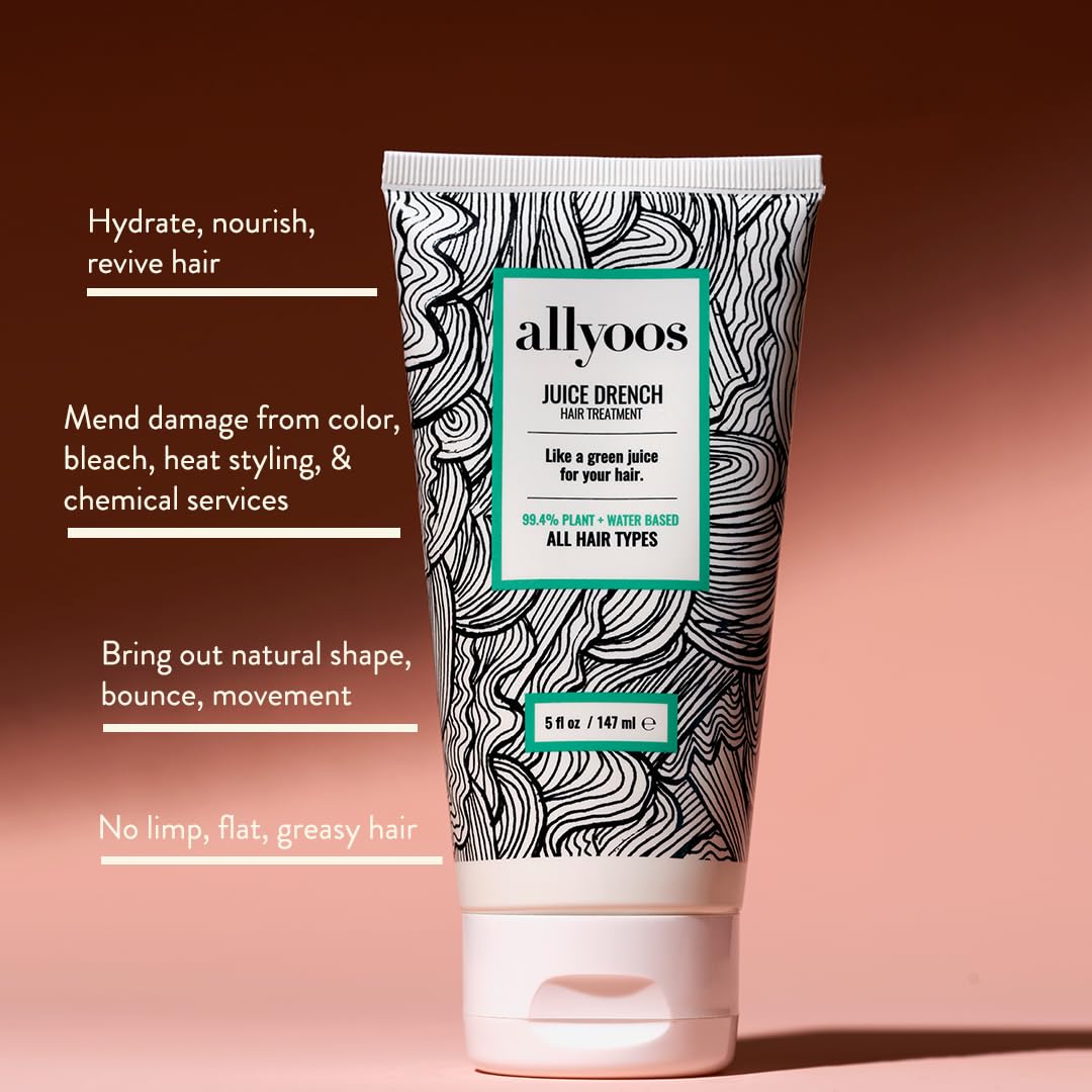 Allyoos Juice Drench, Leave-In Hydrating Hair Mask, Repairs Dry, Dull & Damaged Hair, Silicone Free