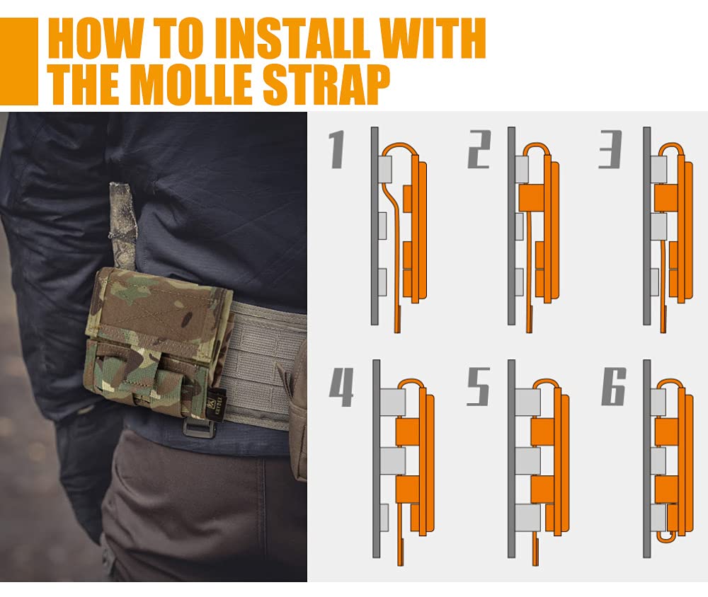 KRYDEX Molle Dump Pouch Roll-Up Drawstring Magazine Utility Pouch Folding Dump Bag (MC)