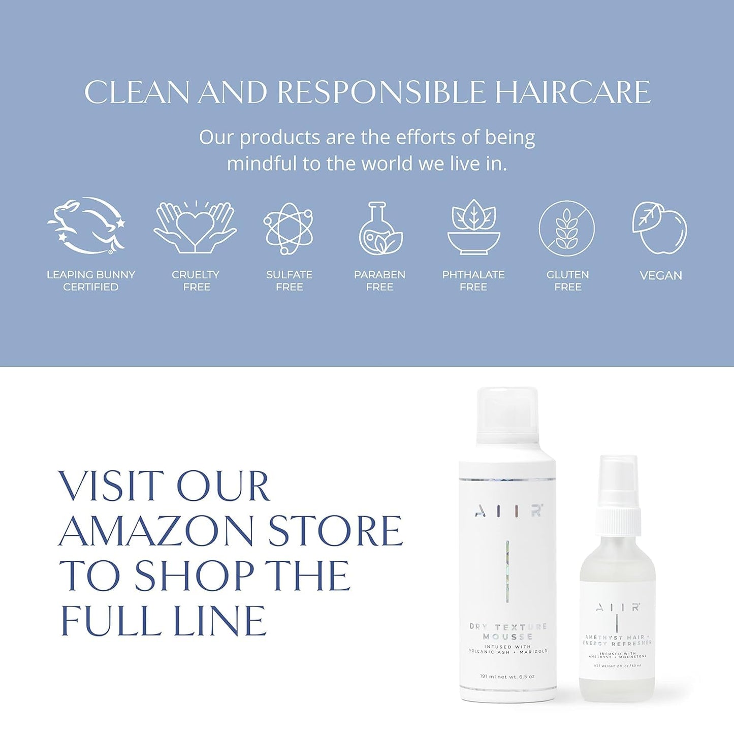 AIIR Styling Bundle, Texture Spray, Flexible Hold Hairspray, & Dry Texture Mousse, Volume & Light Hold For Thin Fine Hair, Soft Texture & Volume, Crystal Infused for Stronger, Healthier & Shinier Hair