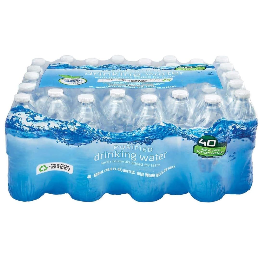 Bottled Water 40 Pack - Purified Drinking Case of Water 16.9 Ounce - 676 Oz Total (40 PACK)