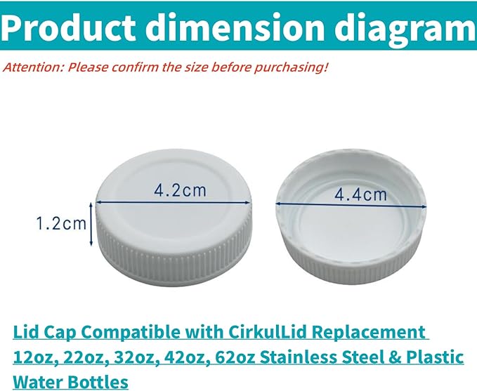 2 Pack Lid for Cirkul Water Bottle, Keeper Caps for Cirkul Water Bottle Compatible with Replacement 12oz, 22oz, 32oz, 42oz, 62oz Stainless Steel & Plastic Water Bottles(white) (2)