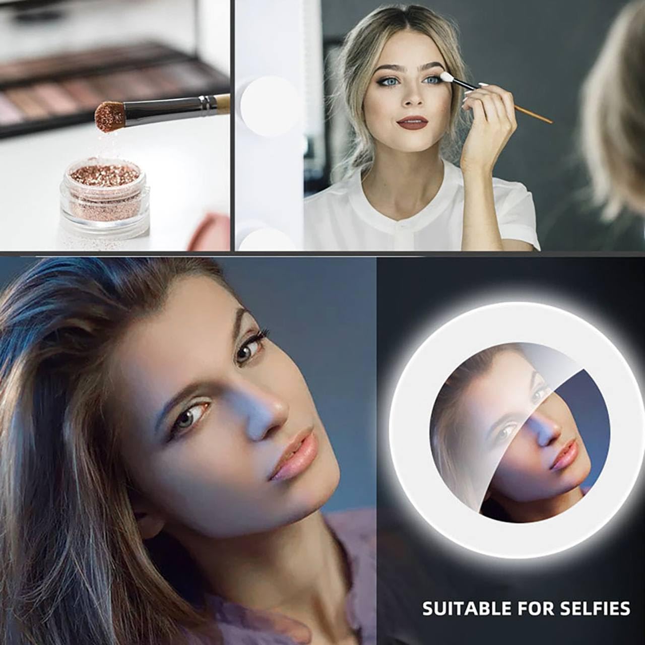 Mini Selfie Ring Light for Cell Phone Clip-on LED Light for Phone Tablet Laptop Camera Video Lighting Rechargeable 3 Adjustable Light Levels (White)