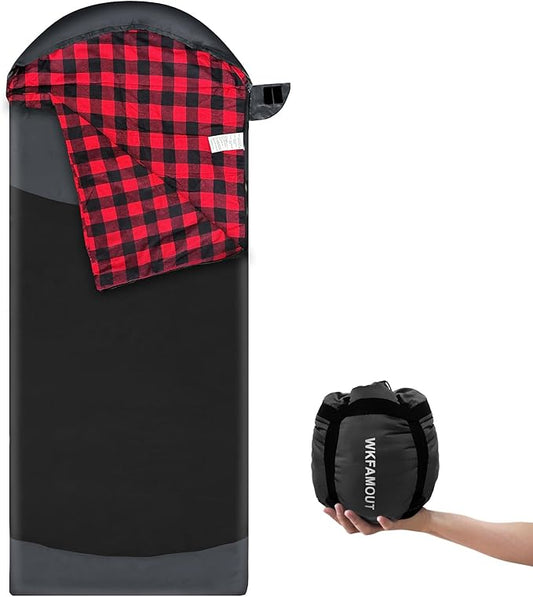 Backpacking Flannel Sleeping Bag Lightweight for Adults Hiking Ultralight Compact Sleeping Bag Portable Warm Weather Summer with Compression Sack