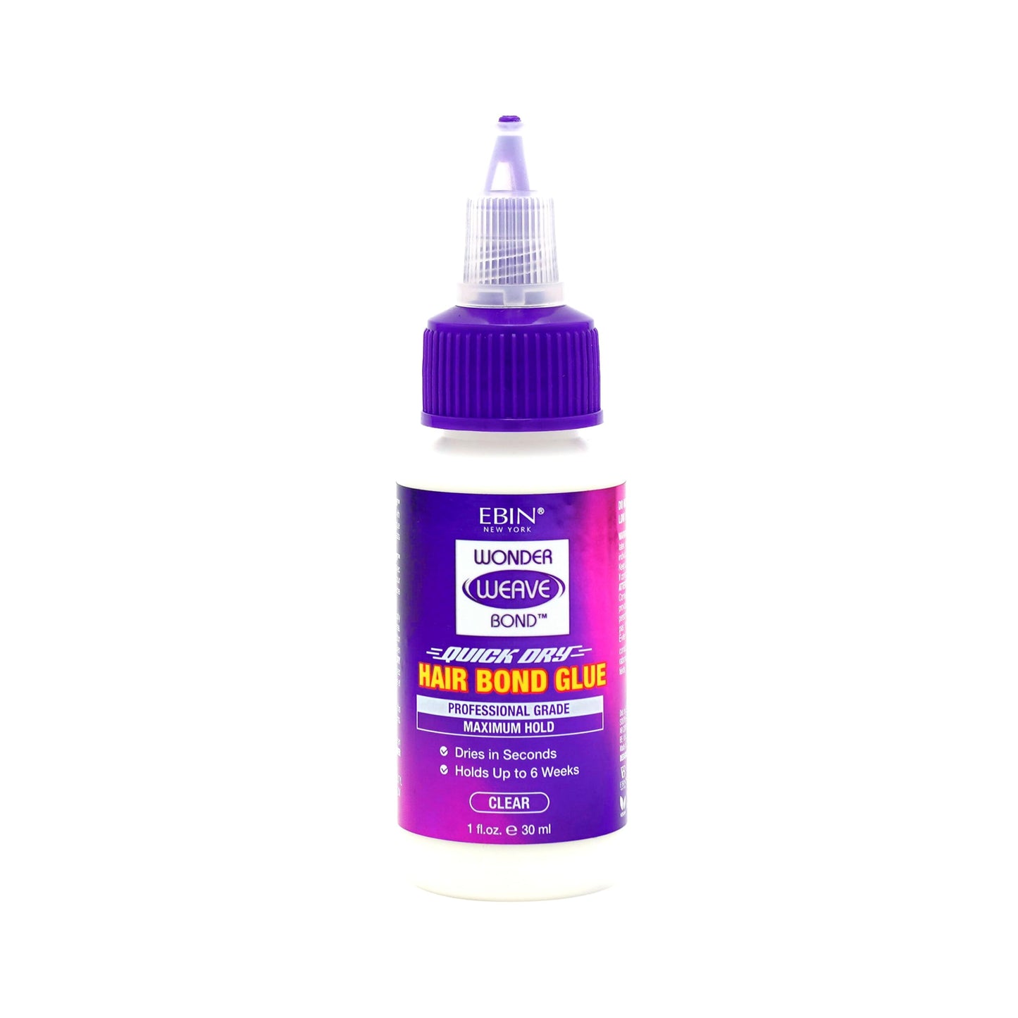 EBIN NEW YORK Wonder Weave Bond Hair Bond Glue Clear 1 Fl Oz – Quick-Dry Hair Glue with Strong Hold for Weave and Track Application – Quick Formula for Seamless Styling at Home or in Salon