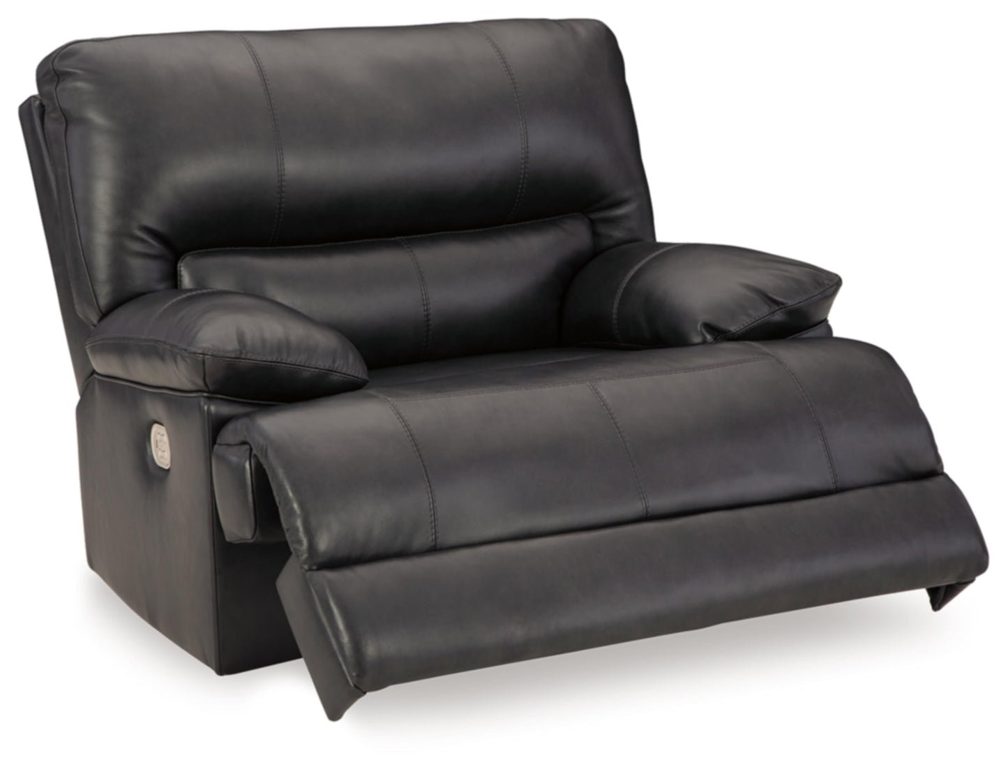 Signature Design by Ashley Mountainous Modern Leather Match Wall Hugger Power Recliner with Adjustable Headrest and USB Ports, Black