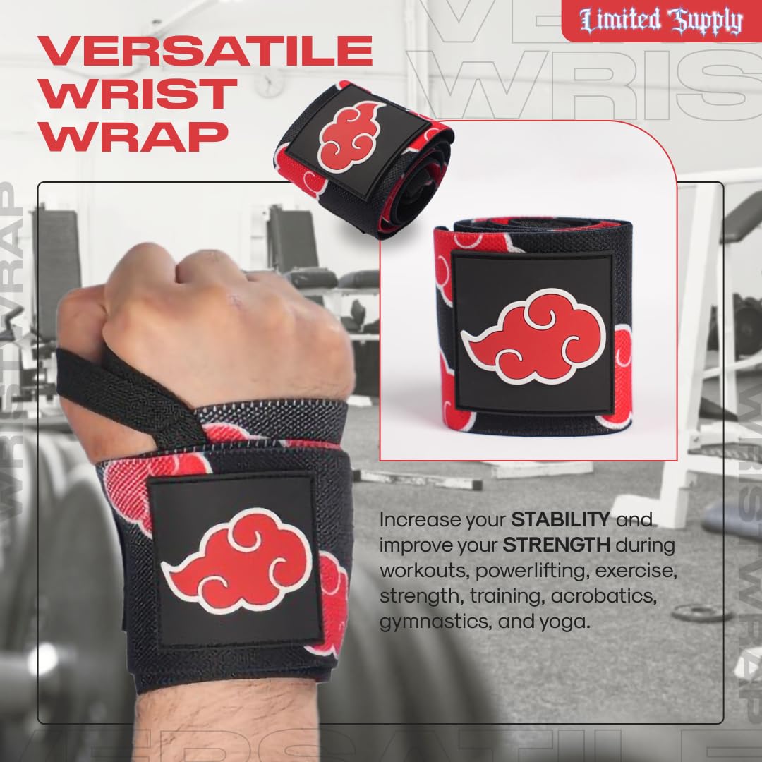 Anime Wrist Wraps Lifting Straps 24" for Men and Women - 1 Pair Each, Gym Accessories Support Weightlifting, Powerlifting, Strength Training, and Improve Workout