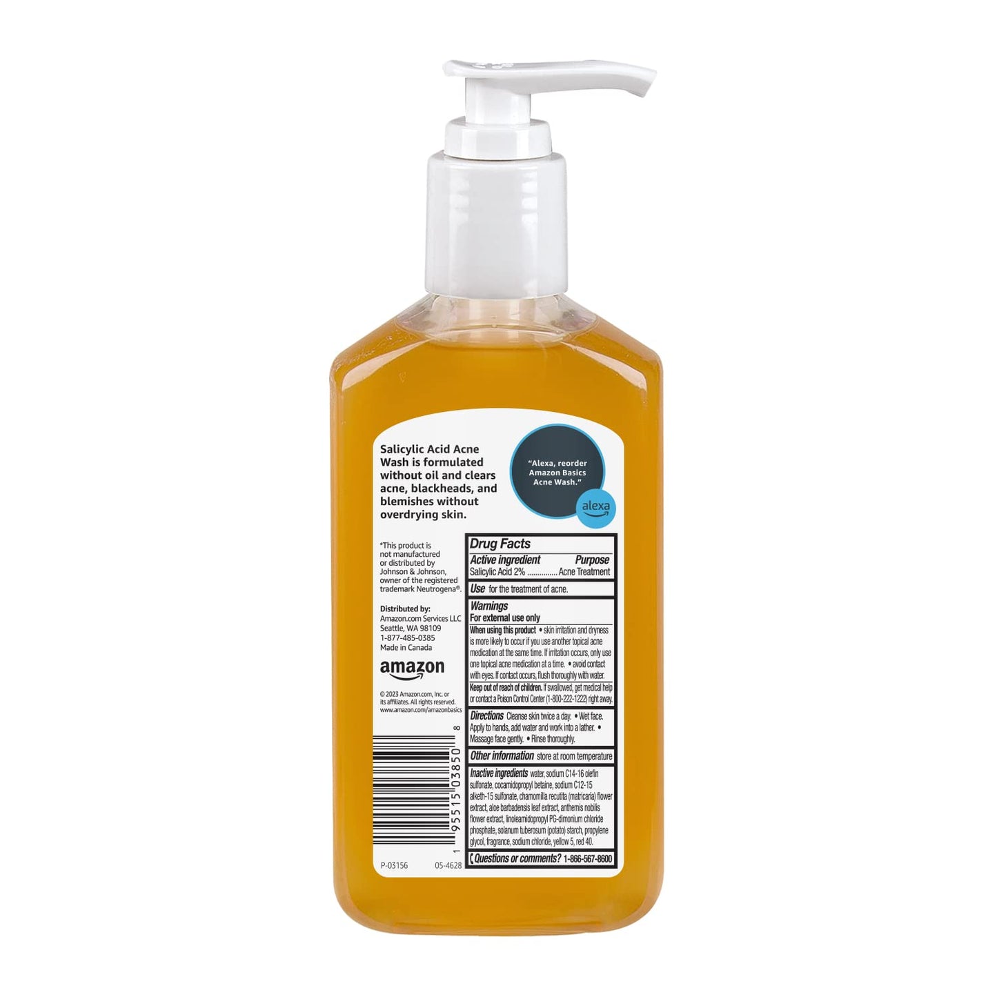 Amazon Basics Salicylic Acid Acne Wash, Unscented, 6 fl oz (Pack of 1)
