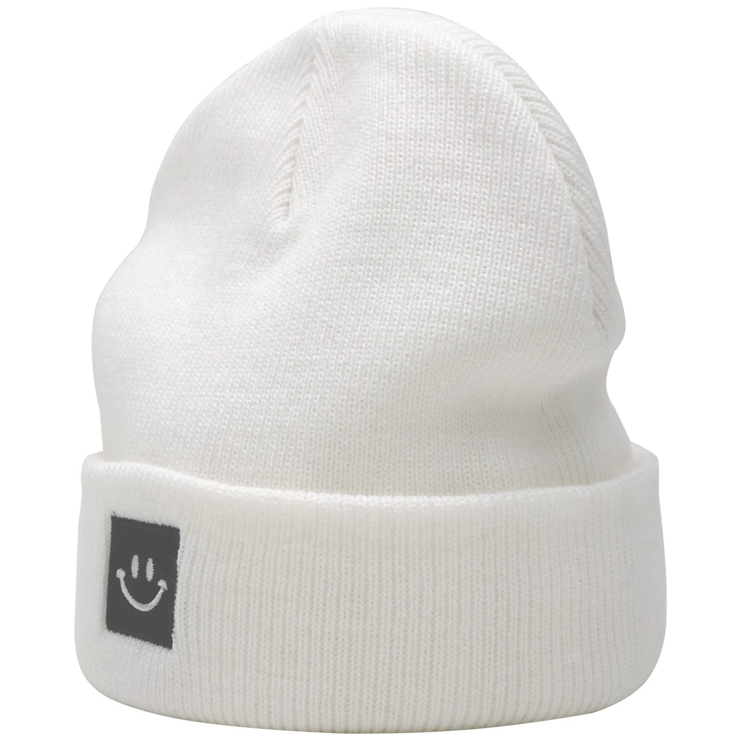 55cube Knit Cuffed Beanie for Men Women 2Pack White/Black