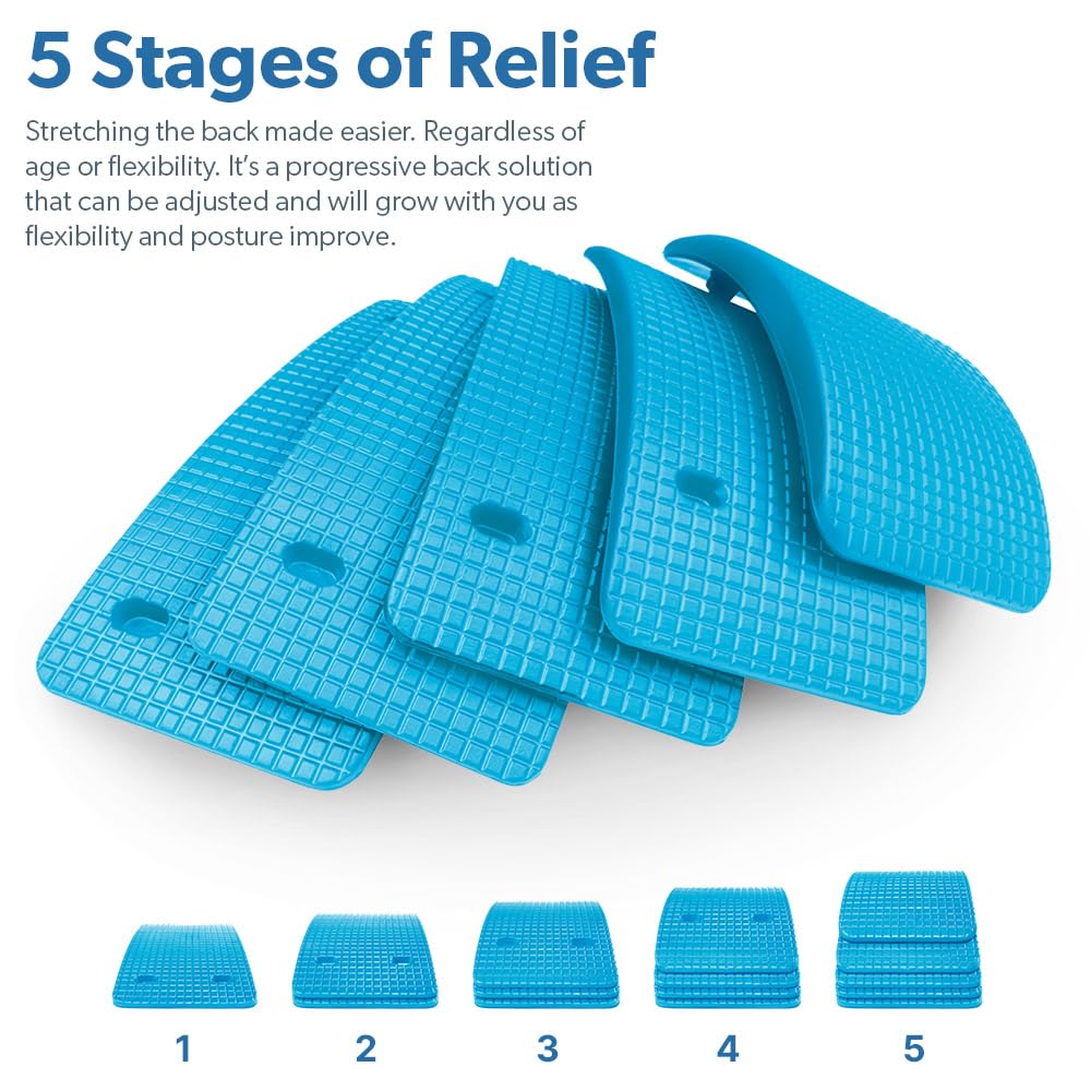 Backbridge (Blue), Adjustable Lower & Upper Back Stretcher For Lumbar Support Spine Alignment & Back Pain Relief By Renowned Kinesiologist Dr. Sinett