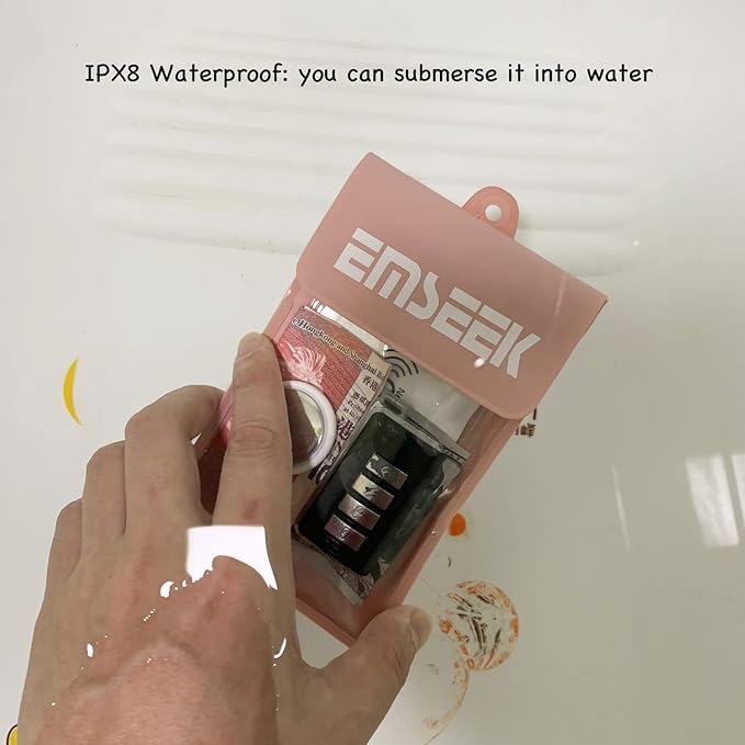 Armband Waterproof wallet Floating Surf Car Key Fob Case Beach dry bag ankle Waterproof Pouch Holder For GPS Key Money Credit Vaccine Card Driver License ID Badge (Pink)