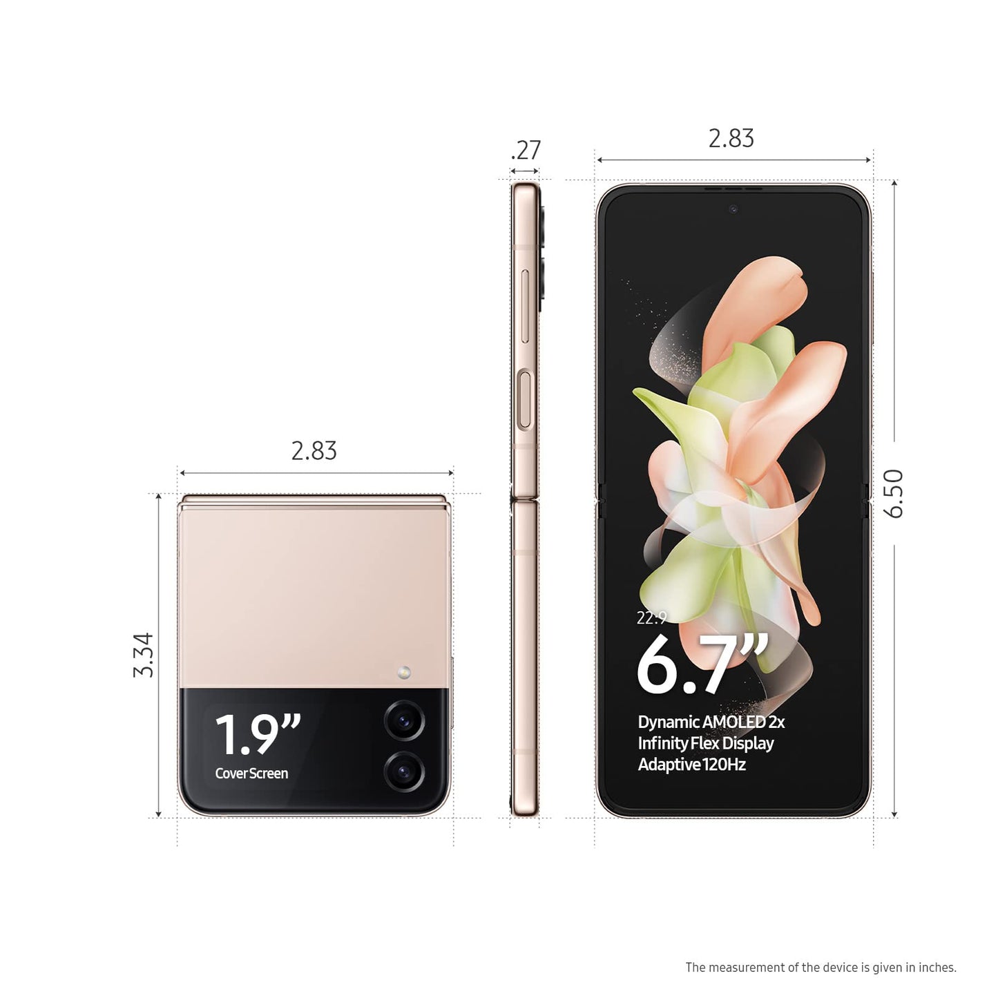 SAMSUNG Galaxy Z Flip 4 Cell Phone, Factory Unlocked Android Smartphone, 128GB, Flex Mode, Hands Free Camera, Compact, Foldable Design, Informative Cover Screen, US Version, 2022, Pink Gold