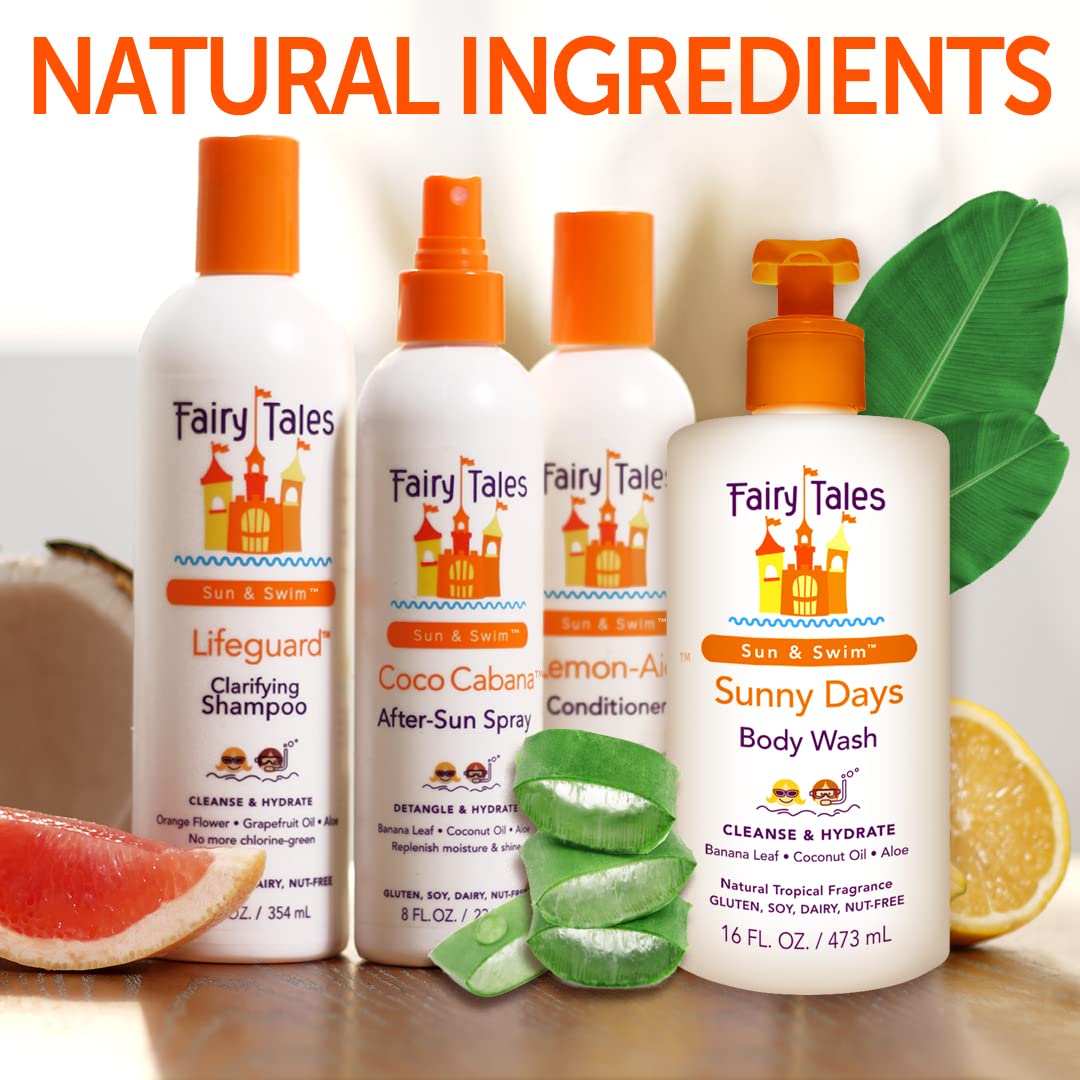Fairy Tales Sunny Days Chlorine Removal Body Wash, For All Age Swimmers | After Swim Chlorine, Salt And Sunscreen Removal | No Harsh Chemicals or Toxins | Easy to use Pump - 16oz